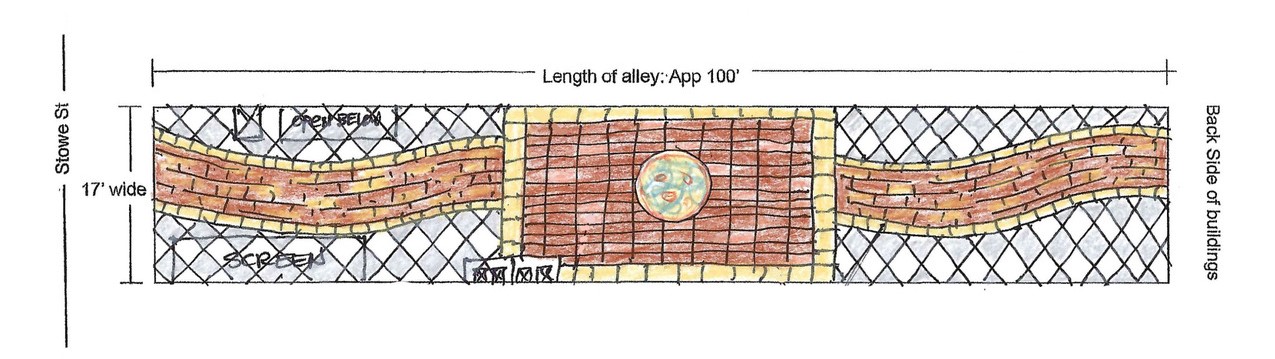Concept sketch of the brick layout